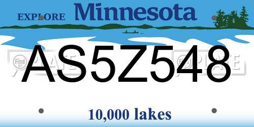 AS5Z548 Minnesota License Plate