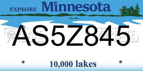 AS5Z845 Minnesota License Plate