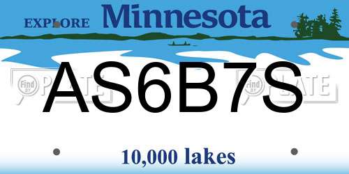 AS6B7S Minnesota License Plate