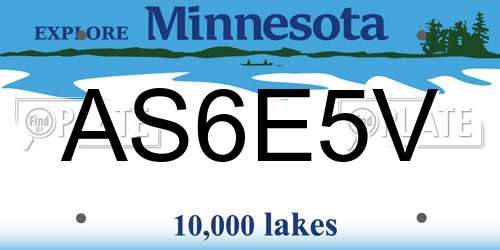 AS6E5V Minnesota License Plate