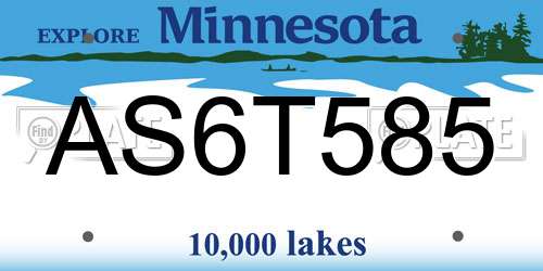 AS6T585 Minnesota License Plate