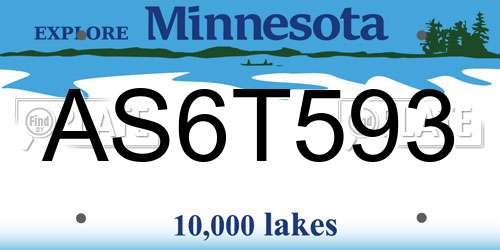 AS6T593 Minnesota License Plate
