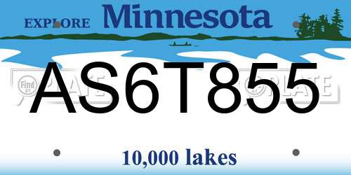 AS6T855 Minnesota License Plate