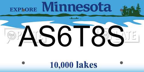 AS6T8S Minnesota License Plate