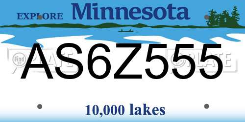 AS6Z555 Minnesota License Plate