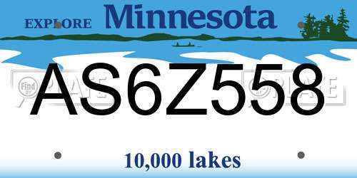 AS6Z558 Minnesota License Plate