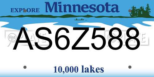 AS6Z588 Minnesota License Plate