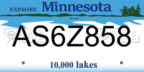 AS6Z858 Minnesota License Plate