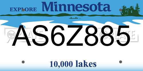 AS6Z885 Minnesota License Plate