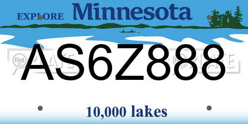 AS6Z888 Minnesota License Plate