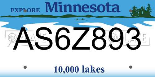 AS6Z893 Minnesota License Plate