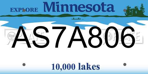 AS7A806 Minnesota License Plate