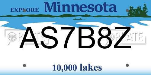 AS7B8Z Minnesota License Plate