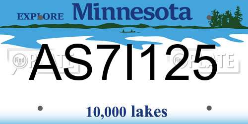 AS7I125 Minnesota License Plate