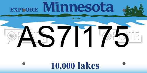 AS7I175 Minnesota License Plate
