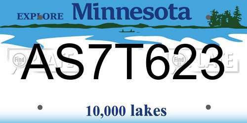AS7T623 Minnesota License Plate