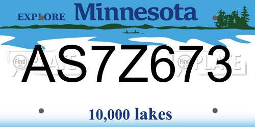 AS7Z673 Minnesota License Plate