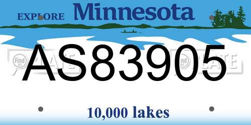 AS83905 Minnesota License Plate
