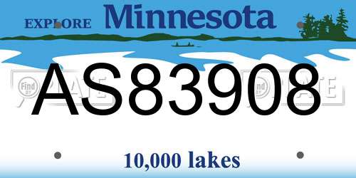 AS83908 Minnesota License Plate
