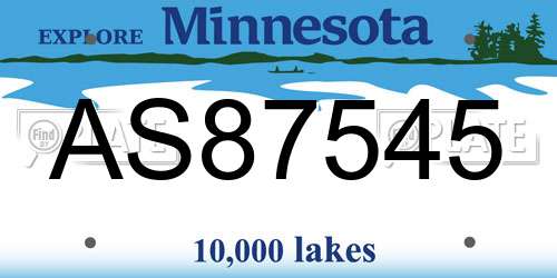 AS87545 Minnesota License Plate