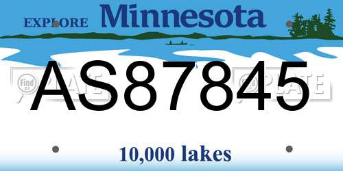 AS87845 Minnesota License Plate