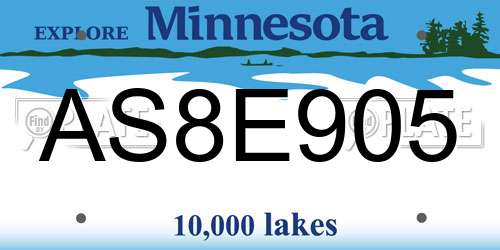 AS8E905 Minnesota License Plate