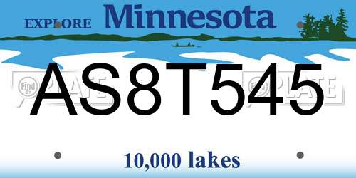 AS8T545 Minnesota License Plate