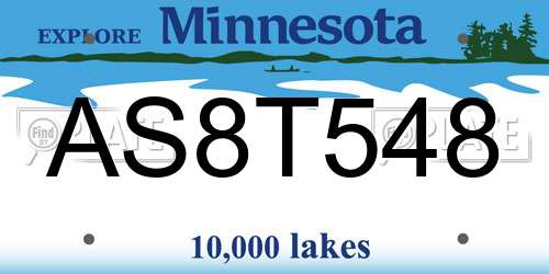 AS8T548 Minnesota License Plate