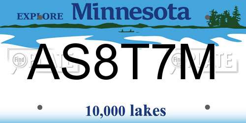 AS8T7M Minnesota License Plate