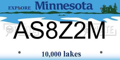 AS8Z2M Minnesota License Plate