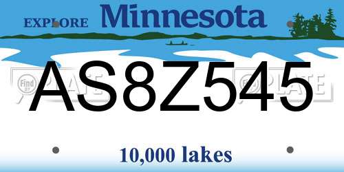 AS8Z545 Minnesota License Plate