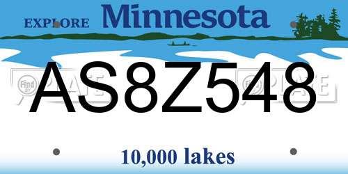 AS8Z548 Minnesota License Plate