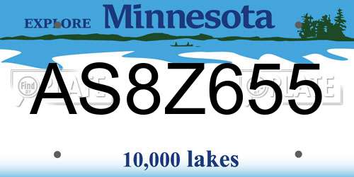AS8Z655 Minnesota License Plate
