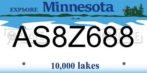 AS8Z688 Minnesota License Plate