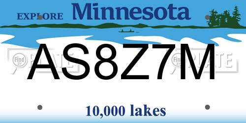 AS8Z7M Minnesota License Plate