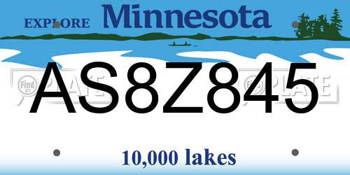AS8Z845 Minnesota License Plate