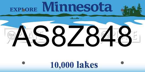 AS8Z848 Minnesota License Plate