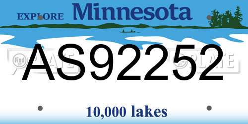 AS92252 Minnesota License Plate