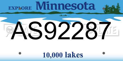 AS92287 Minnesota License Plate