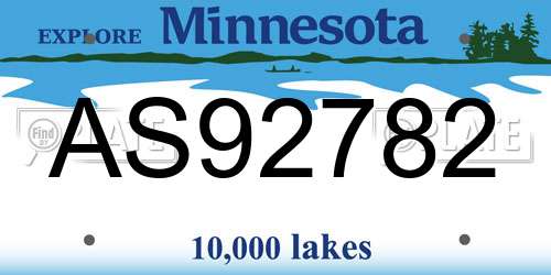 AS92782 Minnesota License Plate