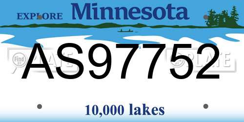 AS97752 Minnesota License Plate