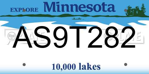 AS9T282 Minnesota License Plate