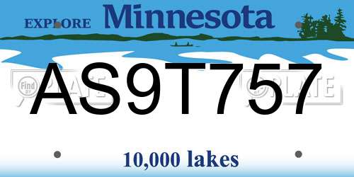AS9T757 Minnesota License Plate