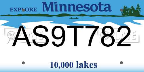AS9T782 Minnesota License Plate