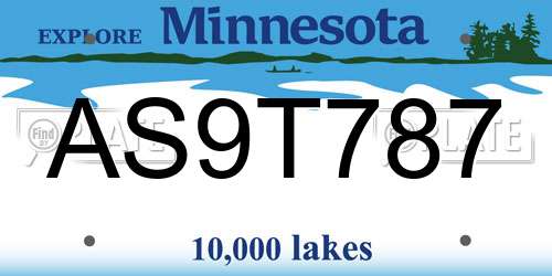 AS9T787 Minnesota License Plate