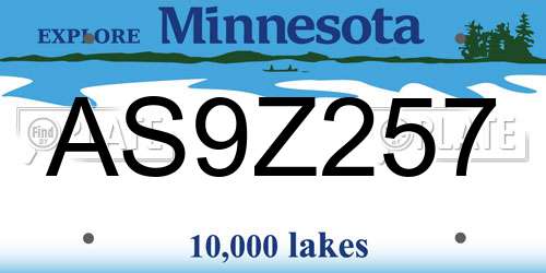 AS9Z257 Minnesota License Plate