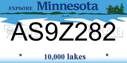 AS9Z282 Minnesota License Plate