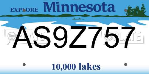 AS9Z757 Minnesota License Plate