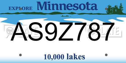 AS9Z787 Minnesota License Plate
