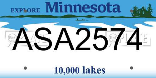 ASA2574 Minnesota License Plate